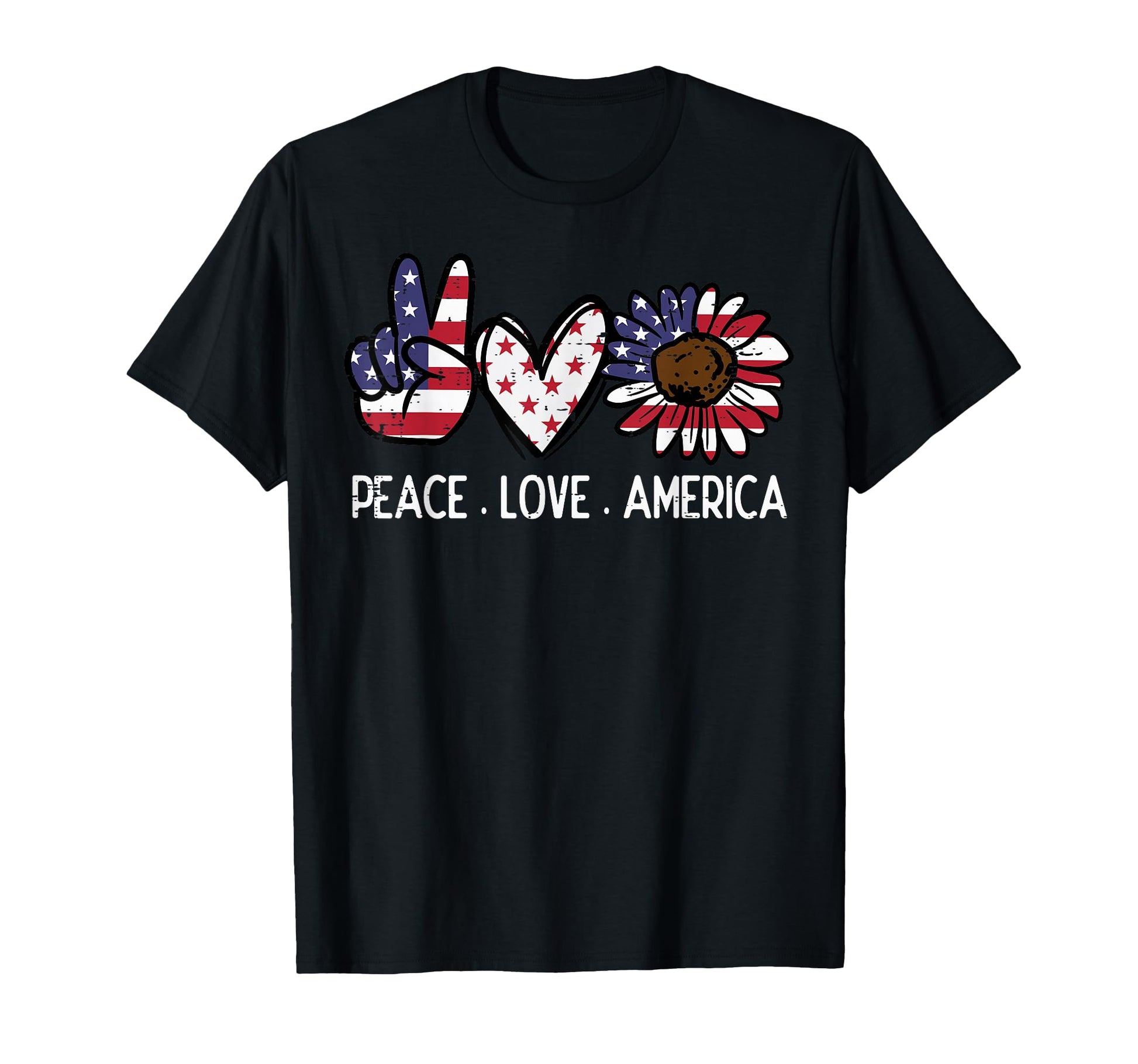 Peace Love America Us Flag Fourth T-Shirt - Streetwear Style for Adults - T-Shirt, Sweatshirt, Hoodie