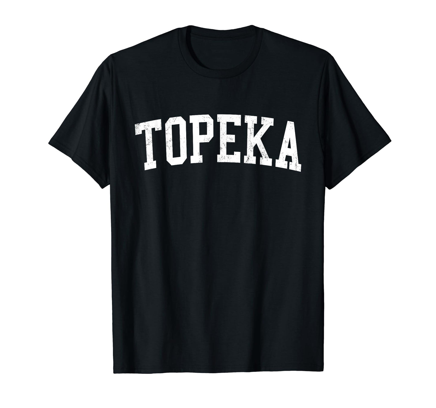 Topeka Ks Distressed White Varsity T-Shirt - Aesthetic Graphic for Adults - T-Shirt, Sweatshirt, Hoodie