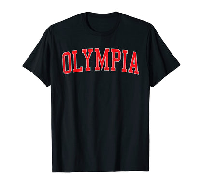 Olympia Wa Varsity Red Text T-Shirt - Casual Everyday Wear for Adults - T-Shirt, Sweatshirt, Hoodie
