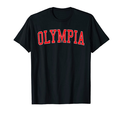 Olympia Wa Varsity Red Text T-Shirt - Casual Everyday Wear for Adults - T-Shirt, Sweatshirt, Hoodie