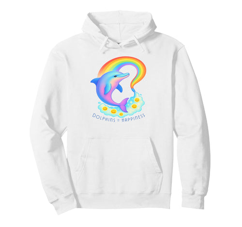 Dolphins Happiness Dreamy Colorful Rainbow Hoodie - Novelty Apparel Unisex - T-Shirt, Sweatshirt, Hoodie