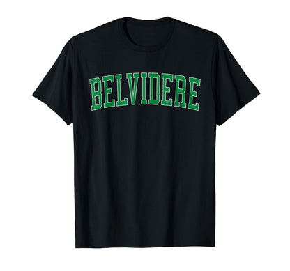 Belvidere Il Distressed Green Varsity T-Shirt - Minimalist Print Men Women - T-Shirt, Sweatshirt, Hoodie