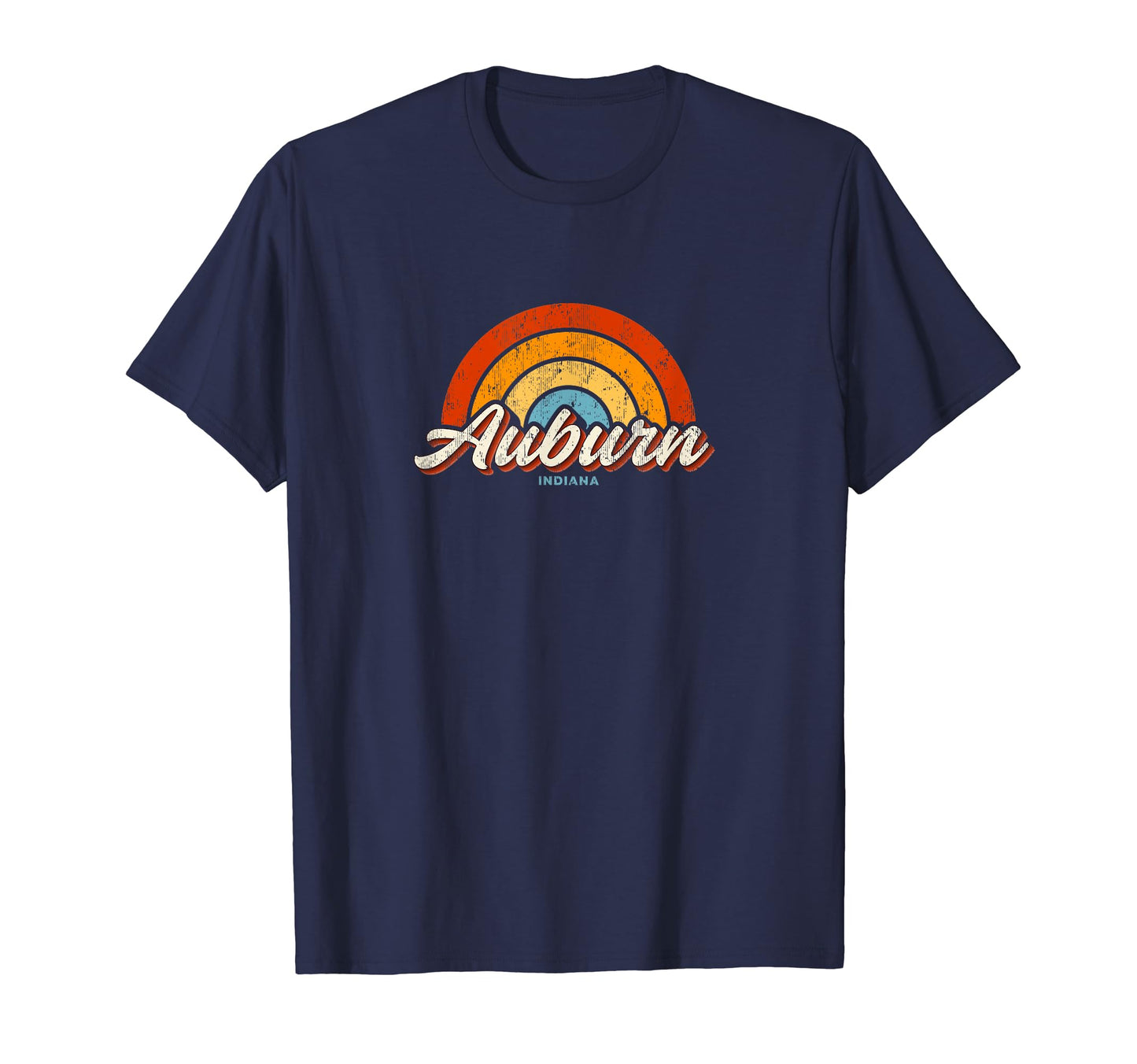 Auburn Indiana Rainbow 70S T-Shirt - Novelty Apparel for Adults - T-Shirt, Sweatshirt, Hoodie