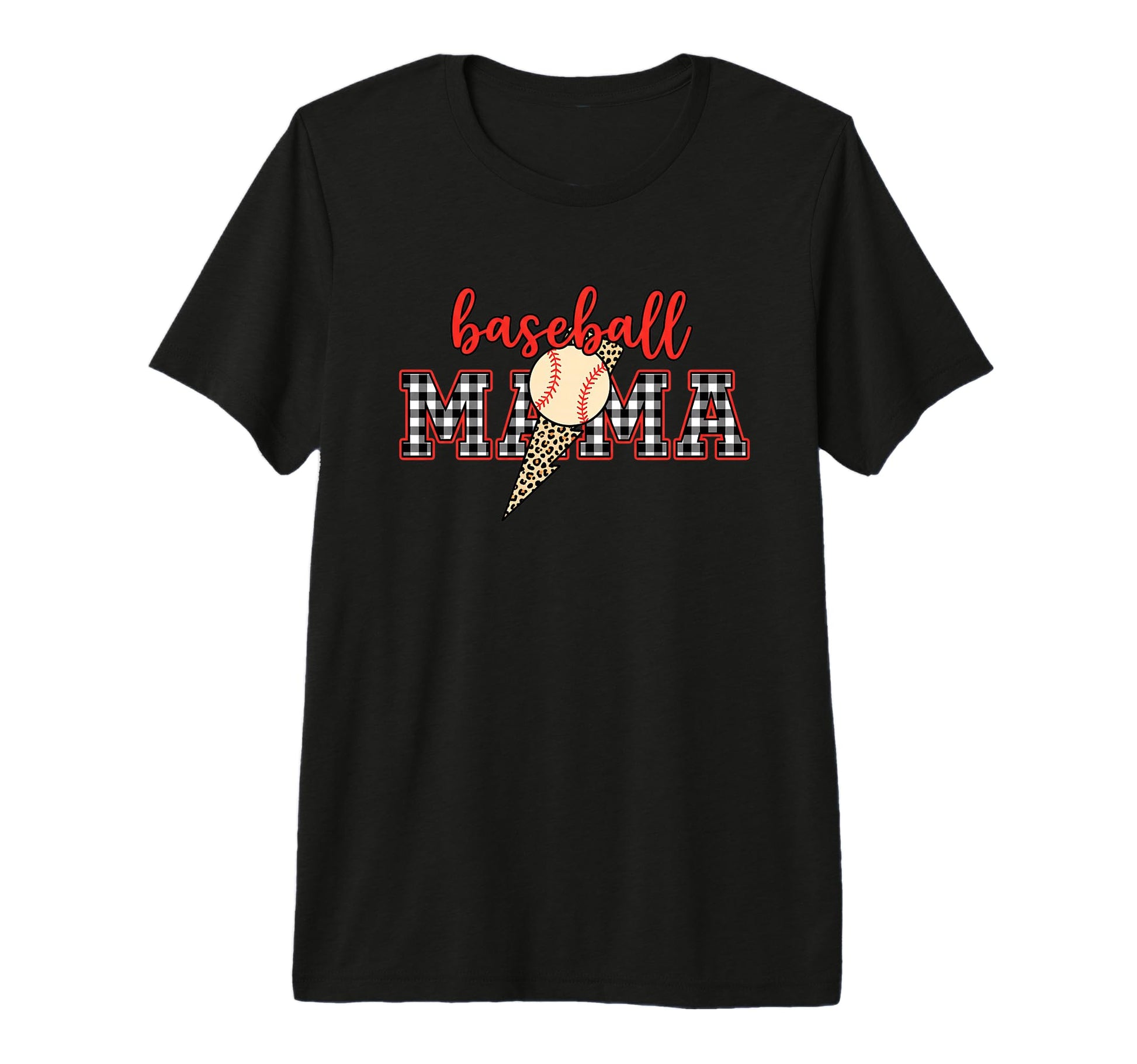 Baseball Mama Plaid Leopard Mom Fan T-Shirt - Unique Graphic for Adults - T-Shirt, Sweatshirt, Hoodie