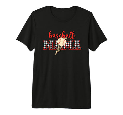 Baseball Mama Plaid Leopard Mom Fan T-Shirt - Unique Graphic for Adults - T-Shirt, Sweatshirt, Hoodie