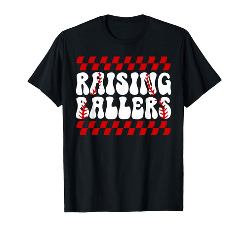 Raising Ballers Groovy Softball T-Shirt - Aesthetic Graphic for Adults - T-Shirt, Sweatshirt, Hoodie