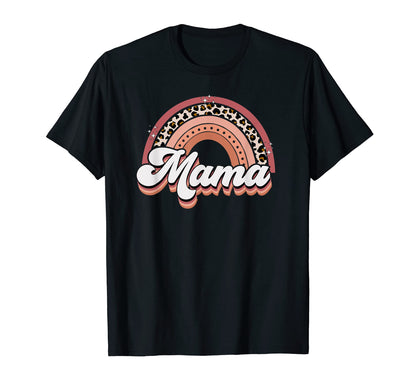 Mama Mom Boho Leopard Rainbow Gift T-Shirt - Aesthetic Graphic Unisex - T-Shirt, Sweatshirt, Hoodie