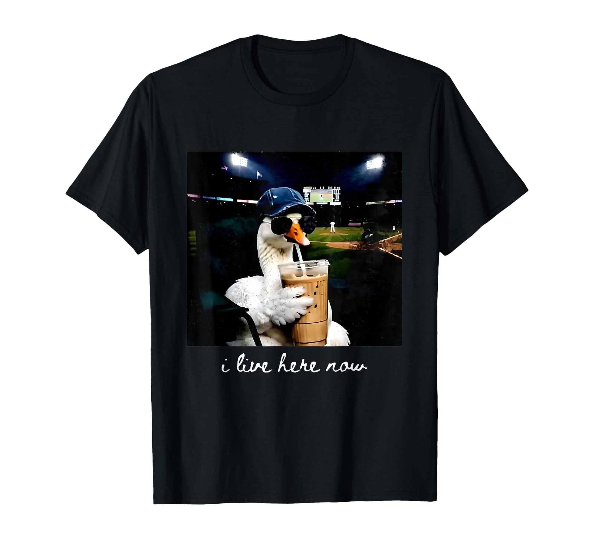 I Live Here Now Baseball Goose Meme T-Shirt - Aesthetic Graphic Men Women - T-Shirt, Sweatshirt, Hoodie
