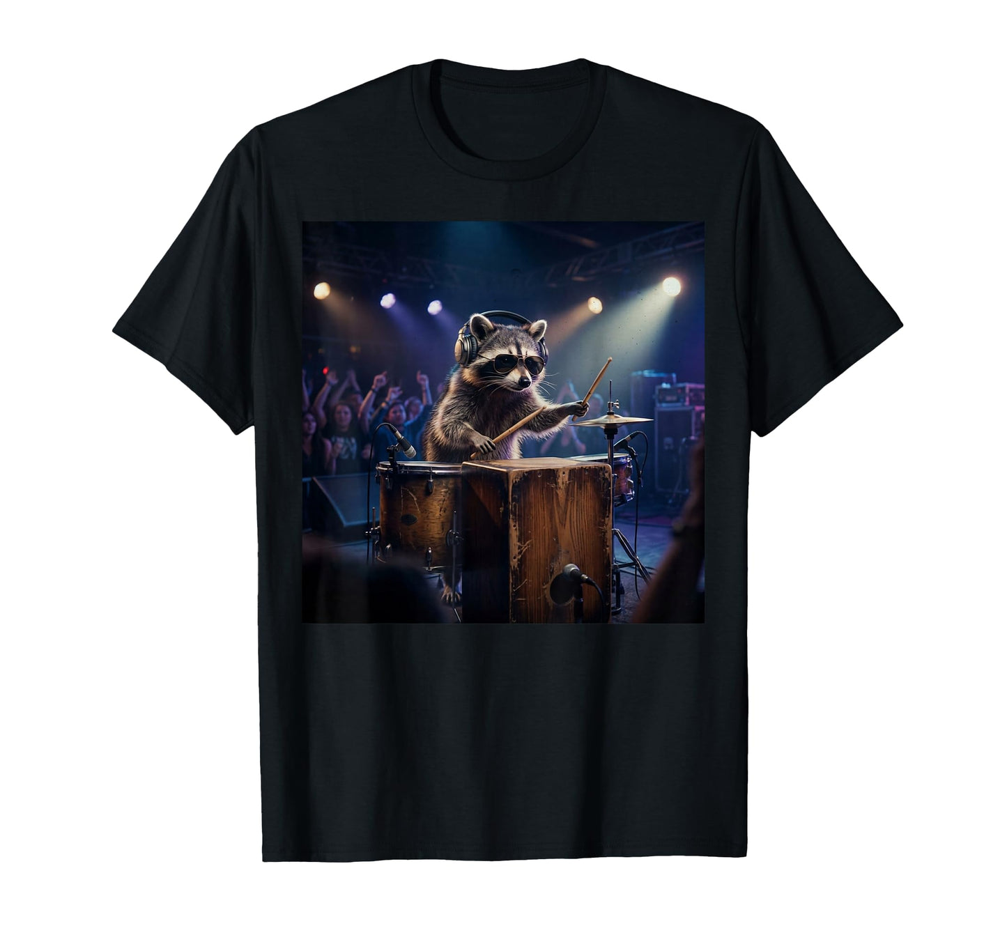 Raccoon Caj N Box Drummer Funny Animal T-Shirt - Unique Graphic for Adults - T-Shirt, Sweatshirt, Hoodie