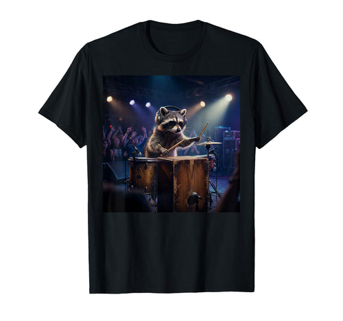 Raccoon Caj N Box Drummer Funny Animal T-Shirt - Unique Graphic for Adults - T-Shirt, Sweatshirt, Hoodie