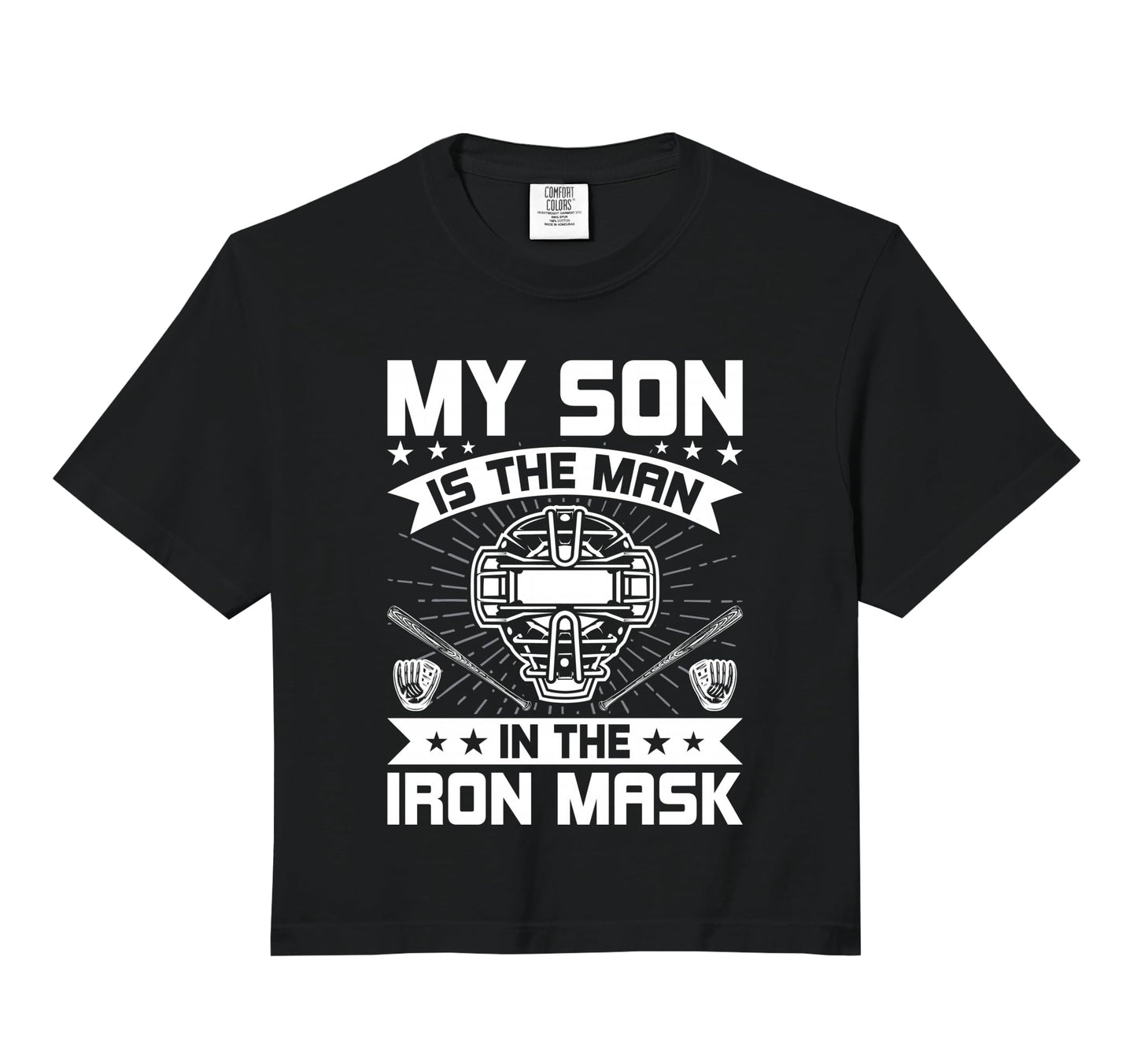 My Son Is Iron Mask Baseball Catcher Dad Hoodie - Graphic Print Unisex - T-Shirt, Sweatshirt, Hoodie