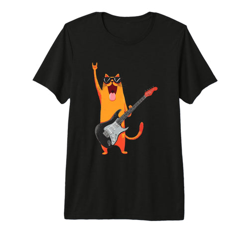 Funny Rock Cat Playing Guitar Cat T-Shirt - Fun Novelty Design Men Women - T-Shirt, Sweatshirt, Hoodie