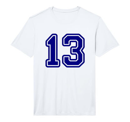 Blue Sports Team Number 13 Performance T-Shirt - Minimalist Print Men Women - T-Shirt, Sweatshirt, Hoodie