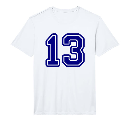 Blue Sports Team Number 13 Performance T-Shirt - Minimalist Print Men Women - T-Shirt, Sweatshirt, Hoodie