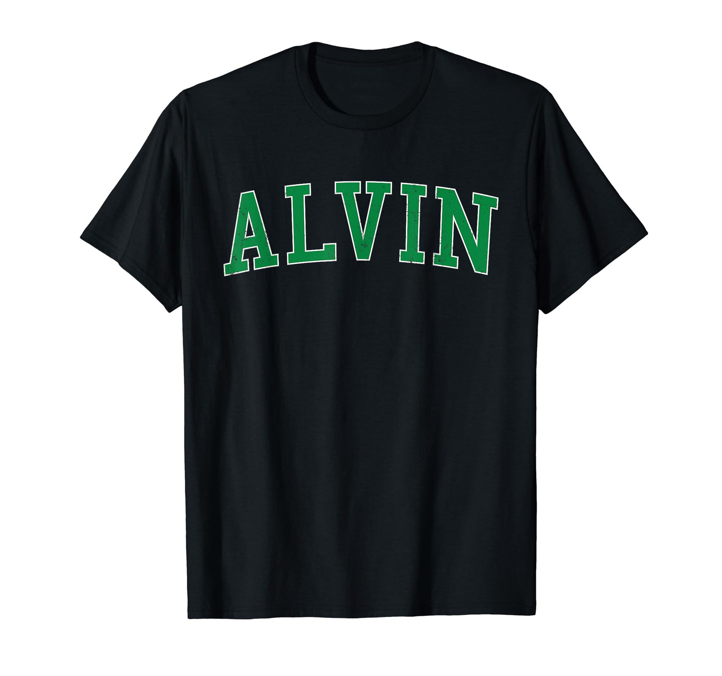 Alvin Tx Distressed Green Varsity T-Shirt - Unique Graphic for Adults - T-Shirt, Sweatshirt, Hoodie