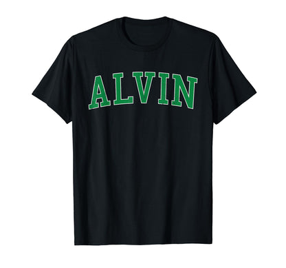 Alvin Tx Distressed Green Varsity T-Shirt - Unique Graphic for Adults - T-Shirt, Sweatshirt, Hoodie