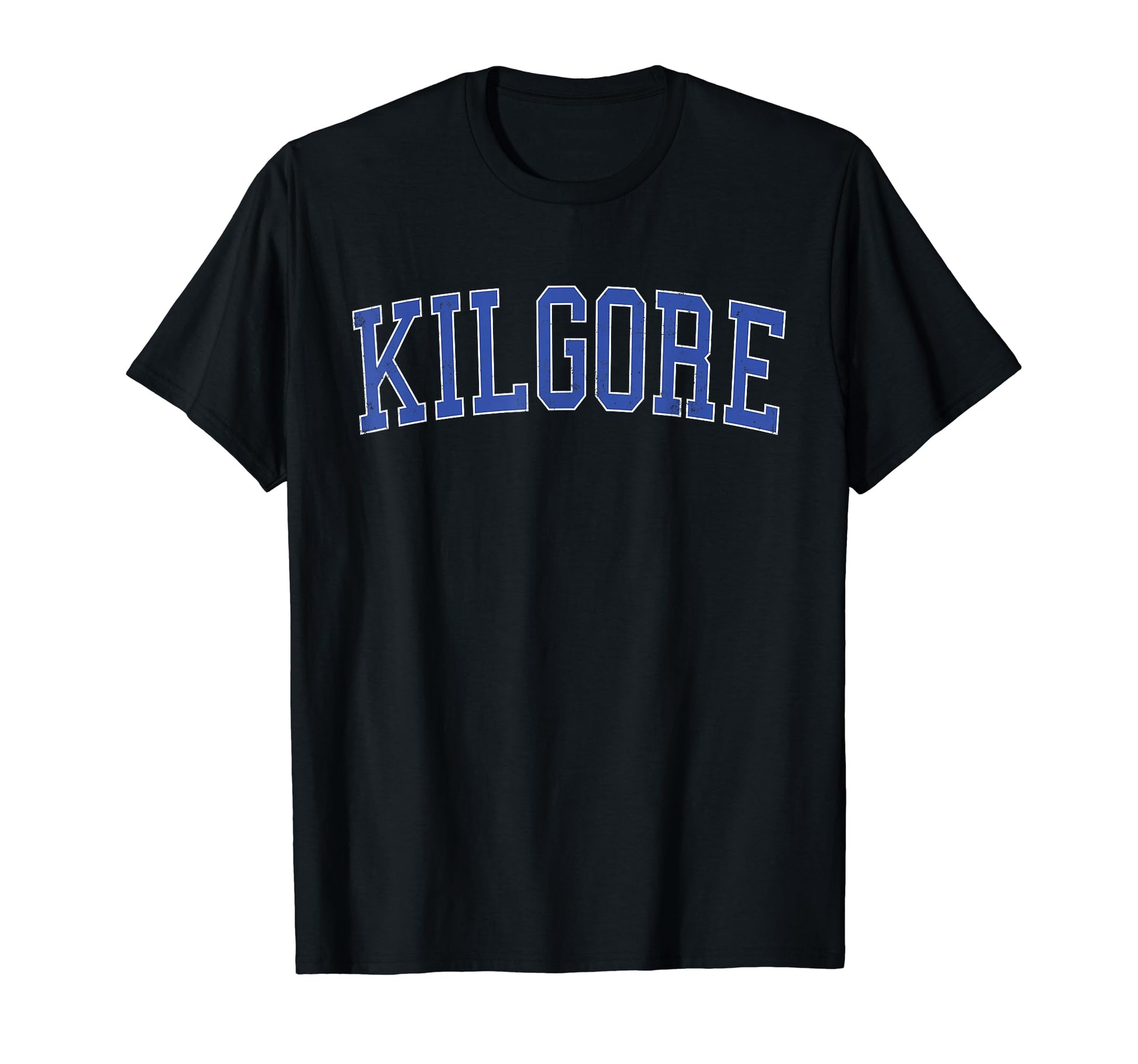 Kilgore Tx Distressed Blue Varsity T-Shirt - Trendy Graphic Unisex - T-Shirt, Sweatshirt, Hoodie
