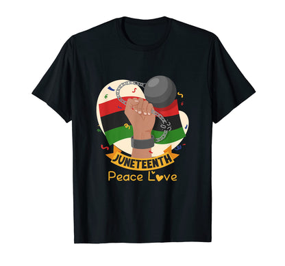 Peace Love Juneteenth Hoodie - Graphic Print Unisex - T-Shirt, Sweatshirt, Hoodie