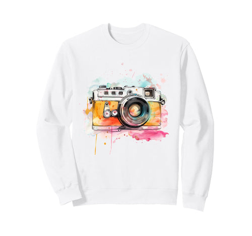 Photographer Camera Watercolor Sweatshirt - Graphic Print for Adults - T-Shirt, Sweatshirt, Hoodie