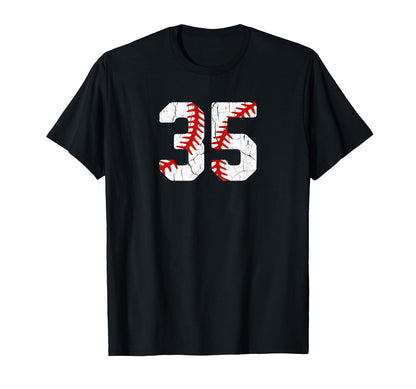 Baseball Player Jersey Number 35 35 T-Shirt - Minimalist Print Men Women - T-Shirt, Sweatshirt, Hoodie