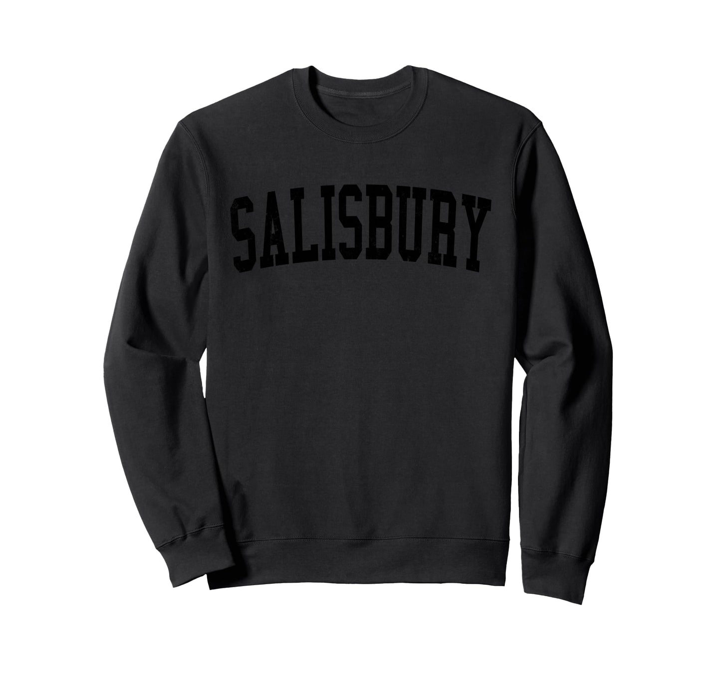 Salisbury Md Distressed Black Varsity Sweatshirt - Novelty Apparel Unisex - T-Shirt, Sweatshirt, Hoodie