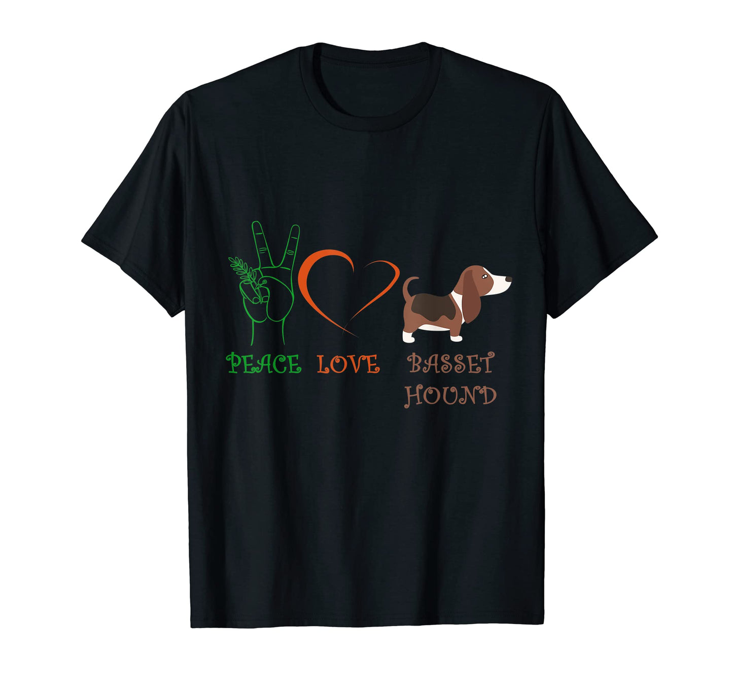 Peace Love Basset Hound Funny Basset T-Shirt - Novelty Apparel Men Women - T-Shirt, Sweatshirt, Hoodie