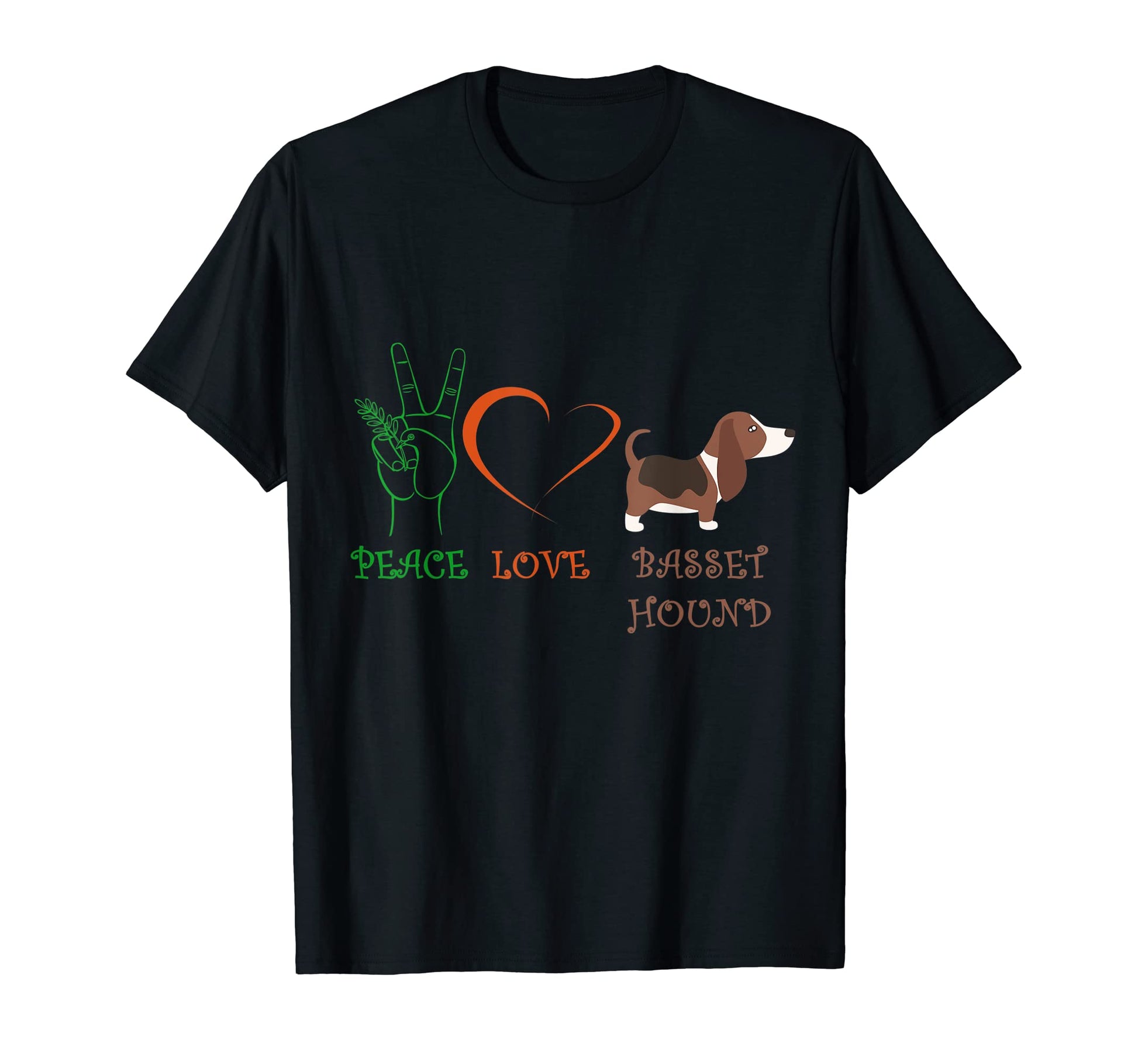 Peace Love Basset Hound Funny Basset T-Shirt - Novelty Apparel Men Women - T-Shirt, Sweatshirt, Hoodie