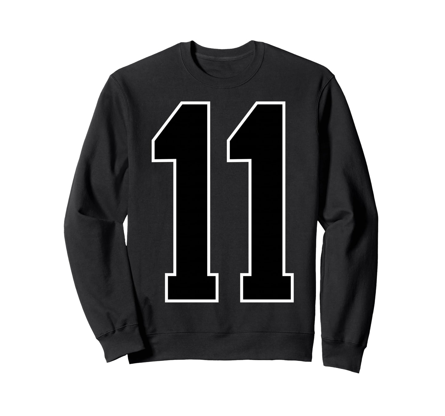 Black Sports Team Number 11 Fan Sweatshirt - Fun Novelty Design for Adults - T-Shirt, Sweatshirt, Hoodie