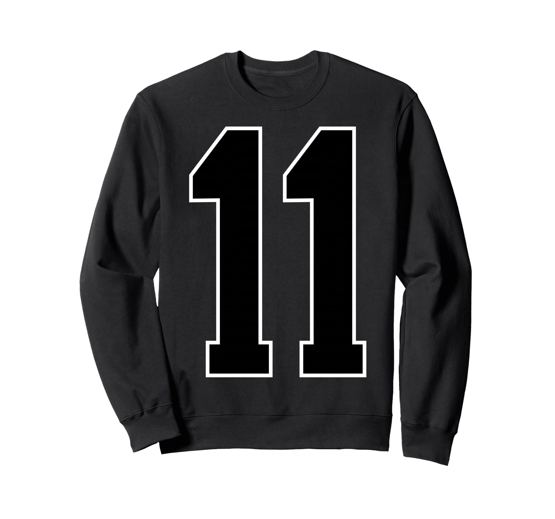 Black Sports Team Number 11 Fan Sweatshirt - Fun Novelty Design for Adults - T-Shirt, Sweatshirt, Hoodie