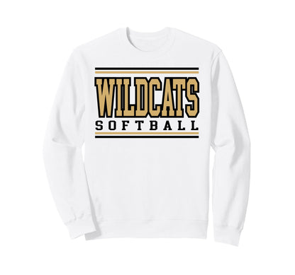 Wildcats Softball Mom Game Day Gold Sweatshirt - Trendy Graphic for Adults - T-Shirt, Sweatshirt, Hoodie