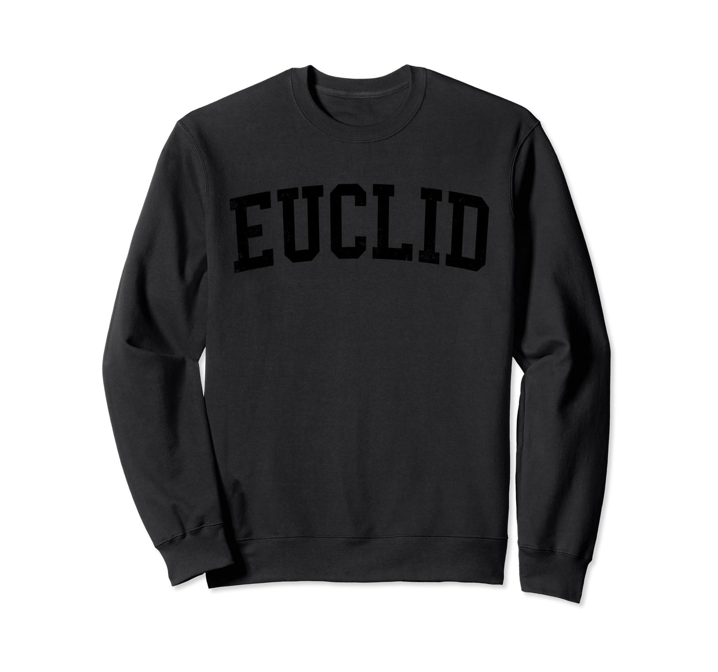 Euclid Oh Distressed Black Varsity Sweatshirt - Minimalist Print Unisex - T-Shirt, Sweatshirt, Hoodie