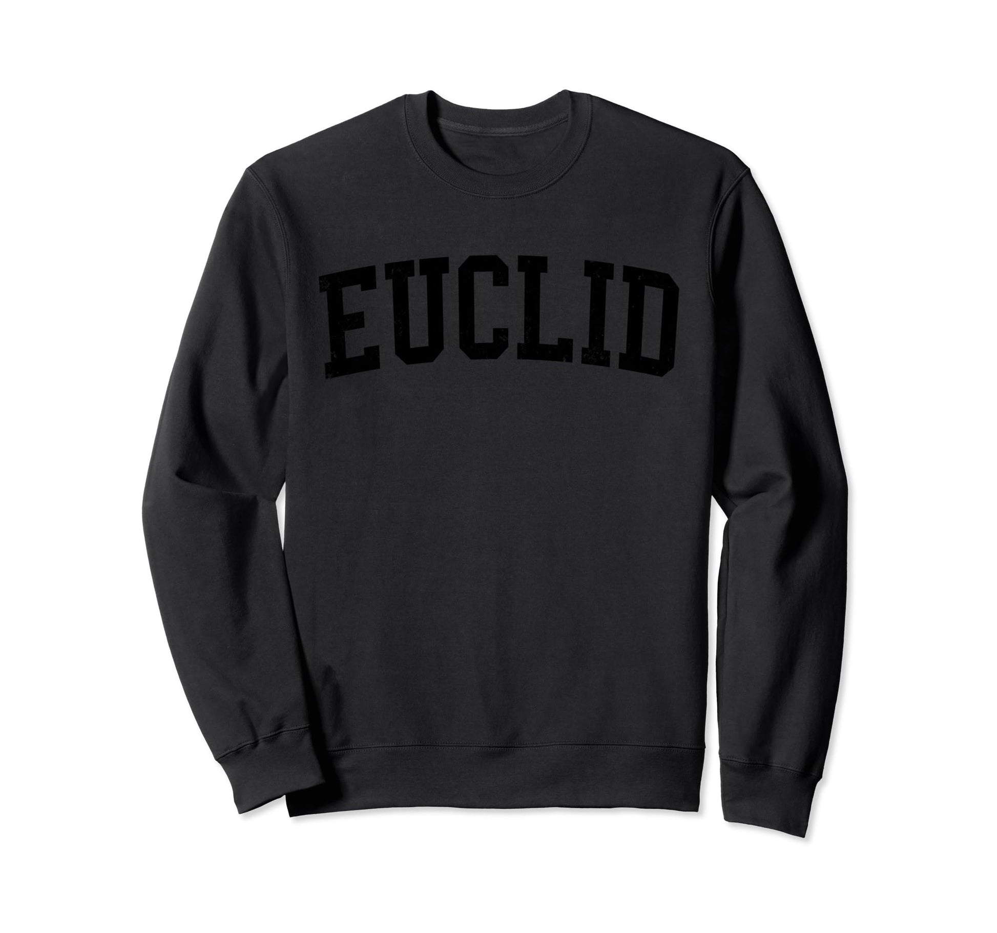 Euclid Oh Distressed Black Varsity Sweatshirt - Minimalist Print Unisex - T-Shirt, Sweatshirt, Hoodie