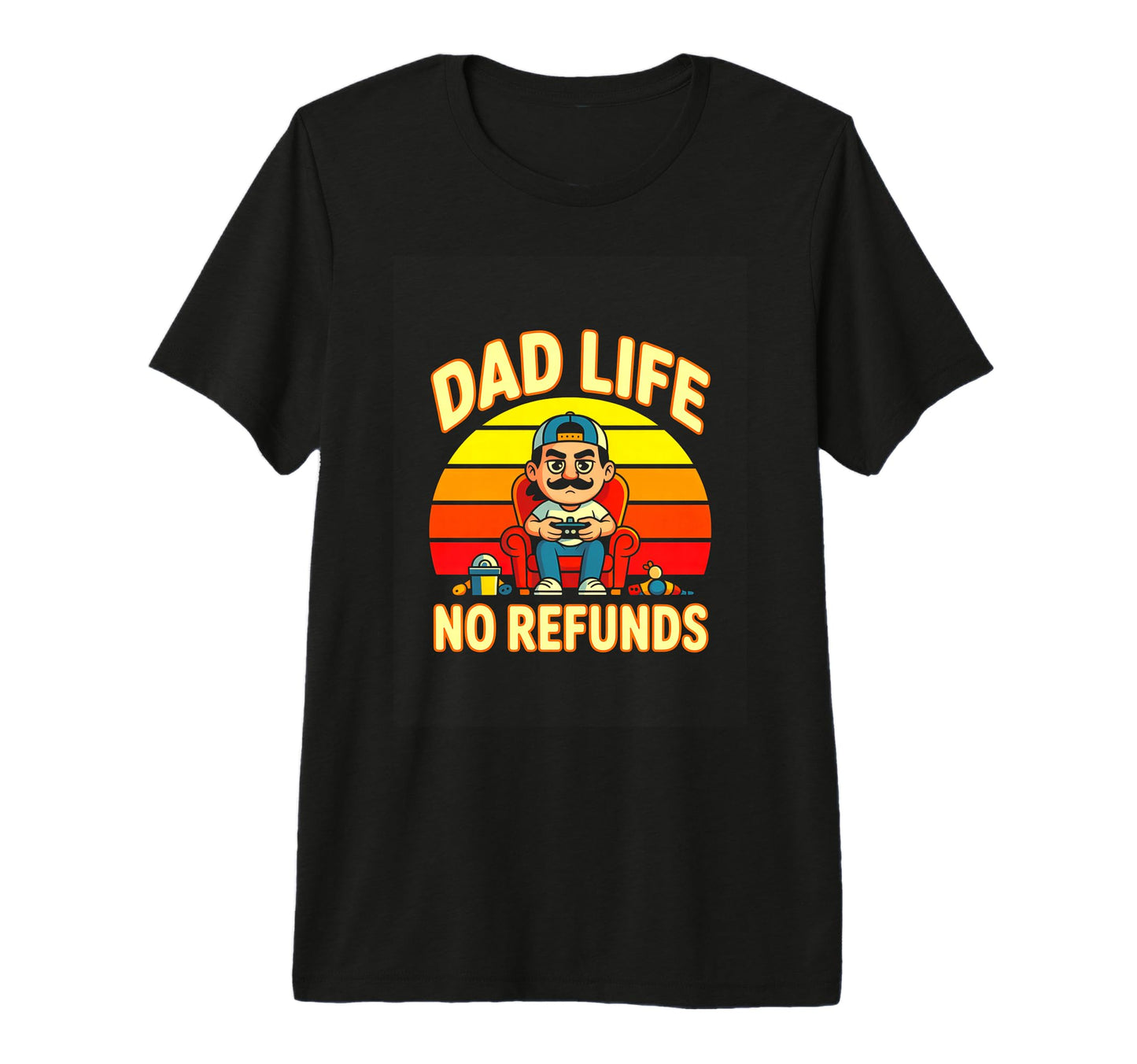 Dad Life No Refunds Funny Gamer Dad Tri T-Shirt - Custom Art Print Unisex - T-Shirt, Sweatshirt, Hoodie