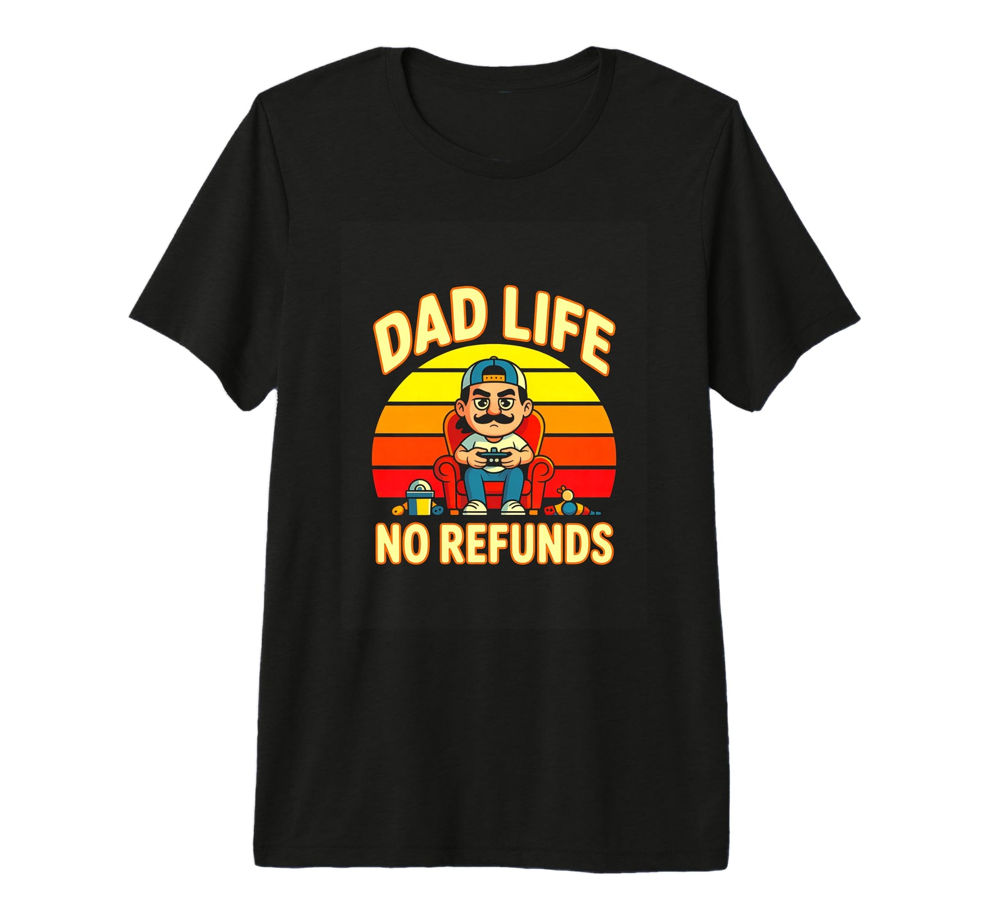 Dad Life No Refunds Funny Gamer Dad Tri T-Shirt - Custom Art Print Unisex - T-Shirt, Sweatshirt, Hoodie