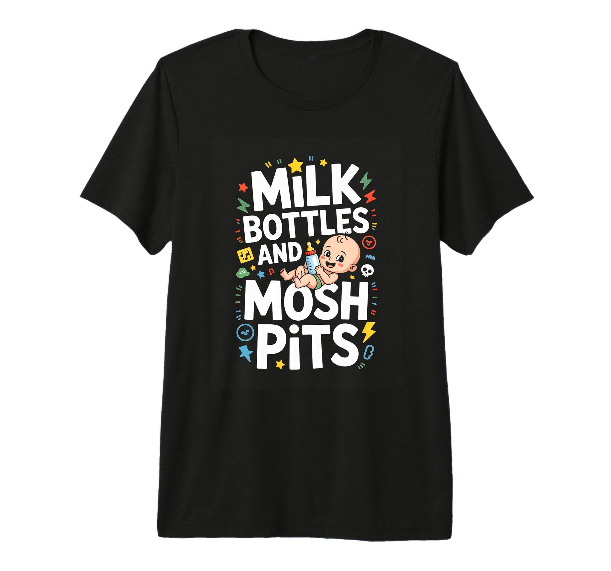 Funny Rock Milk Bottles And Mosh T-Shirt - Casual Everyday Wear Men Women - T-Shirt, Sweatshirt, Hoodie