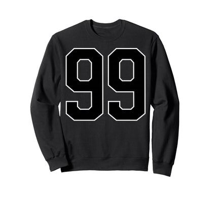 Black Sports Team Number 99 Fan Sweatshirt - Graphic Print Unisex - T-Shirt, Sweatshirt, Hoodie