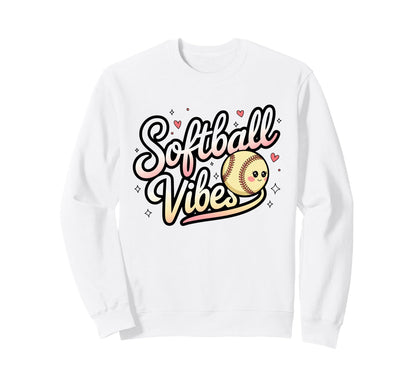 Softball Vibes Groovy Game Day Sweatshirt - Trendy Graphic for Adults - T-Shirt, Sweatshirt, Hoodie