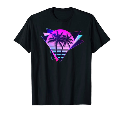 Miami Palm Tree Sunset 80S Vaporwave T-Shirt - Graphic Print Unisex - T-Shirt, Sweatshirt, Hoodie