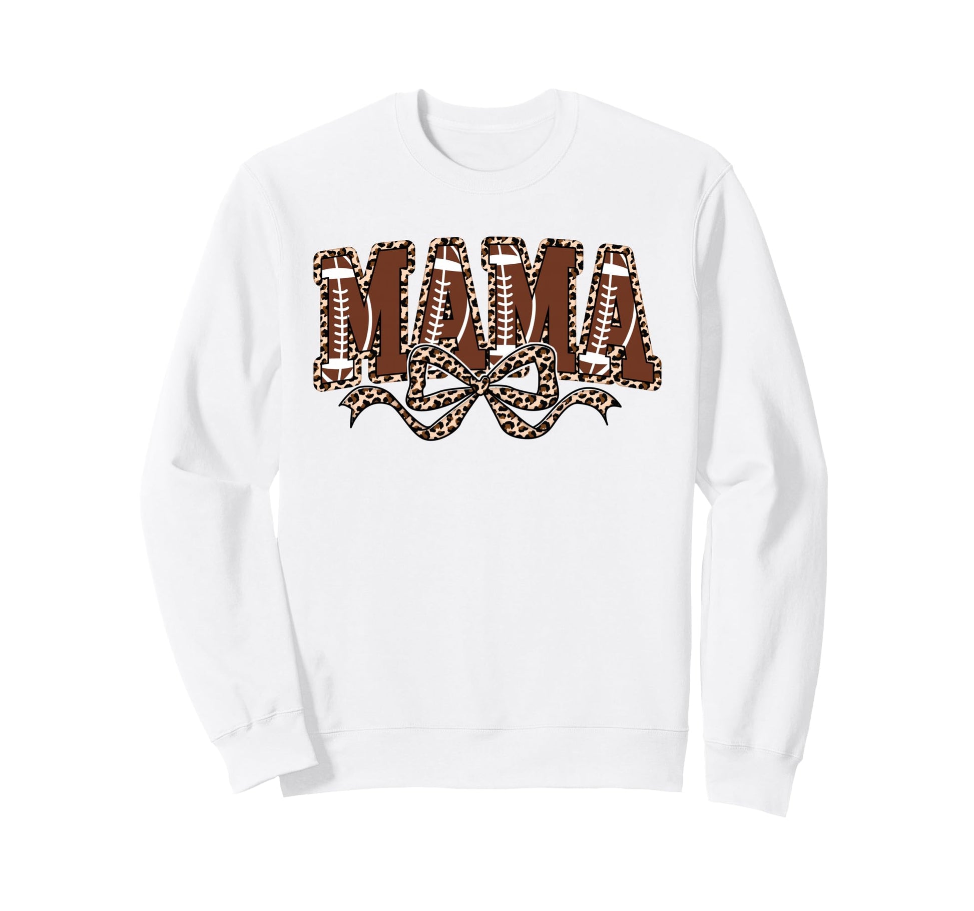 Leopard Football Mama Coquette Bow Sweatshirt - Unique Graphic Unisex - T-Shirt, Sweatshirt, Hoodie