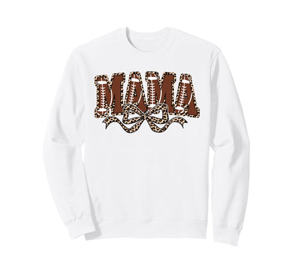 Leopard Football Mama Coquette Bow Sweatshirt - Unique Graphic Unisex - T-Shirt, Sweatshirt, Hoodie