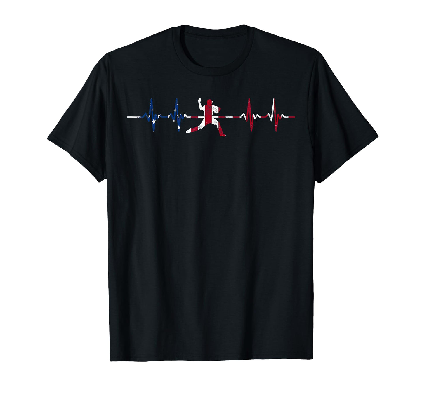 Baseball Heartbeat Us Flag Player T-Shirt - Casual Everyday Wear Unisex - T-Shirt, Sweatshirt, Hoodie
