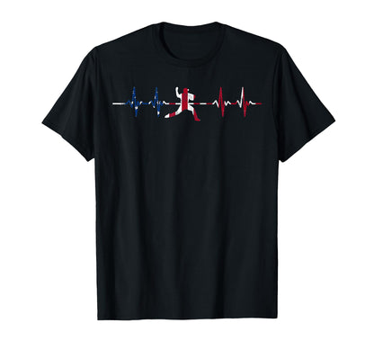 Baseball Heartbeat Us Flag Player T-Shirt - Casual Everyday Wear Unisex - T-Shirt, Sweatshirt, Hoodie