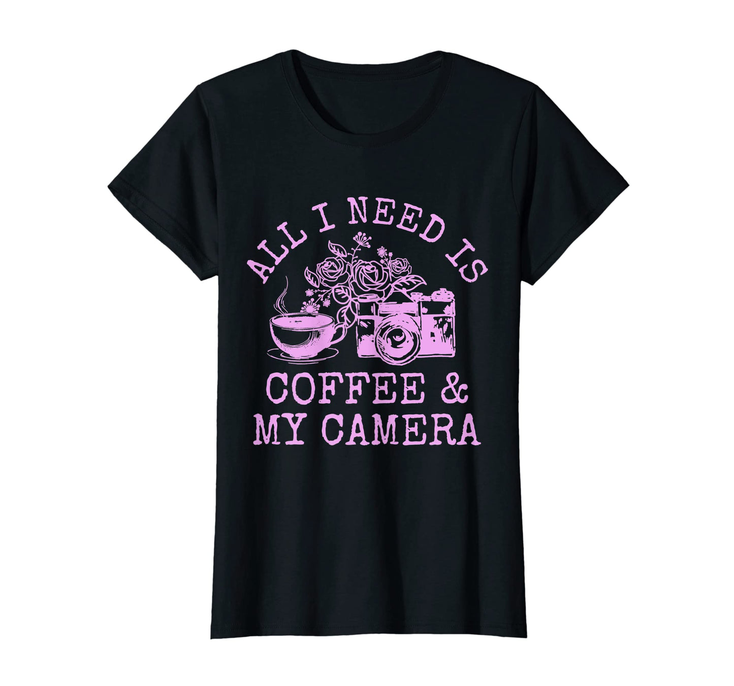 Womens Photographer Coffee Camera T-Shirt - Unique Graphic for Adults - T-Shirt, Sweatshirt, Hoodie