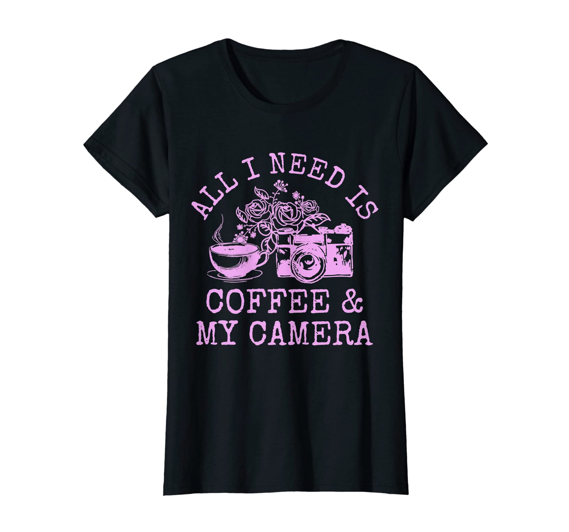 Womens Photographer Coffee Camera T-Shirt - Unique Graphic for Adults - T-Shirt, Sweatshirt, Hoodie