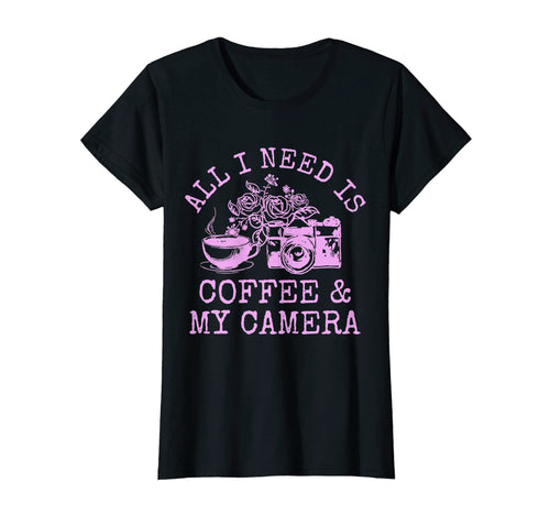 Womens Photographer Coffee Camera T-Shirt - Unique Graphic for Adults - T-Shirt, Sweatshirt, Hoodie