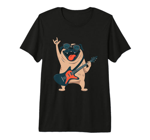 Funny Pug Rock Music Guitar Player Pet T-Shirt - Graphic Print for Adults - T-Shirt, Sweatshirt, Hoodie