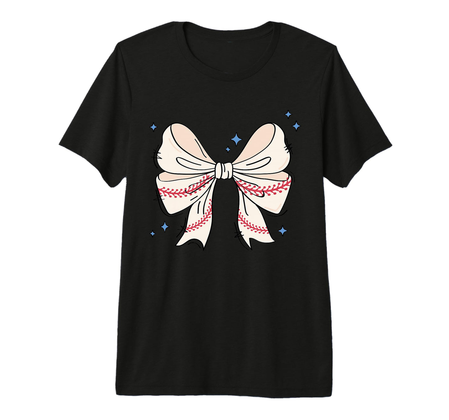 Bow Coquette Ribbon American Baseball T-Shirt - Minimalist Print Unisex - T-Shirt, Sweatshirt, Hoodie