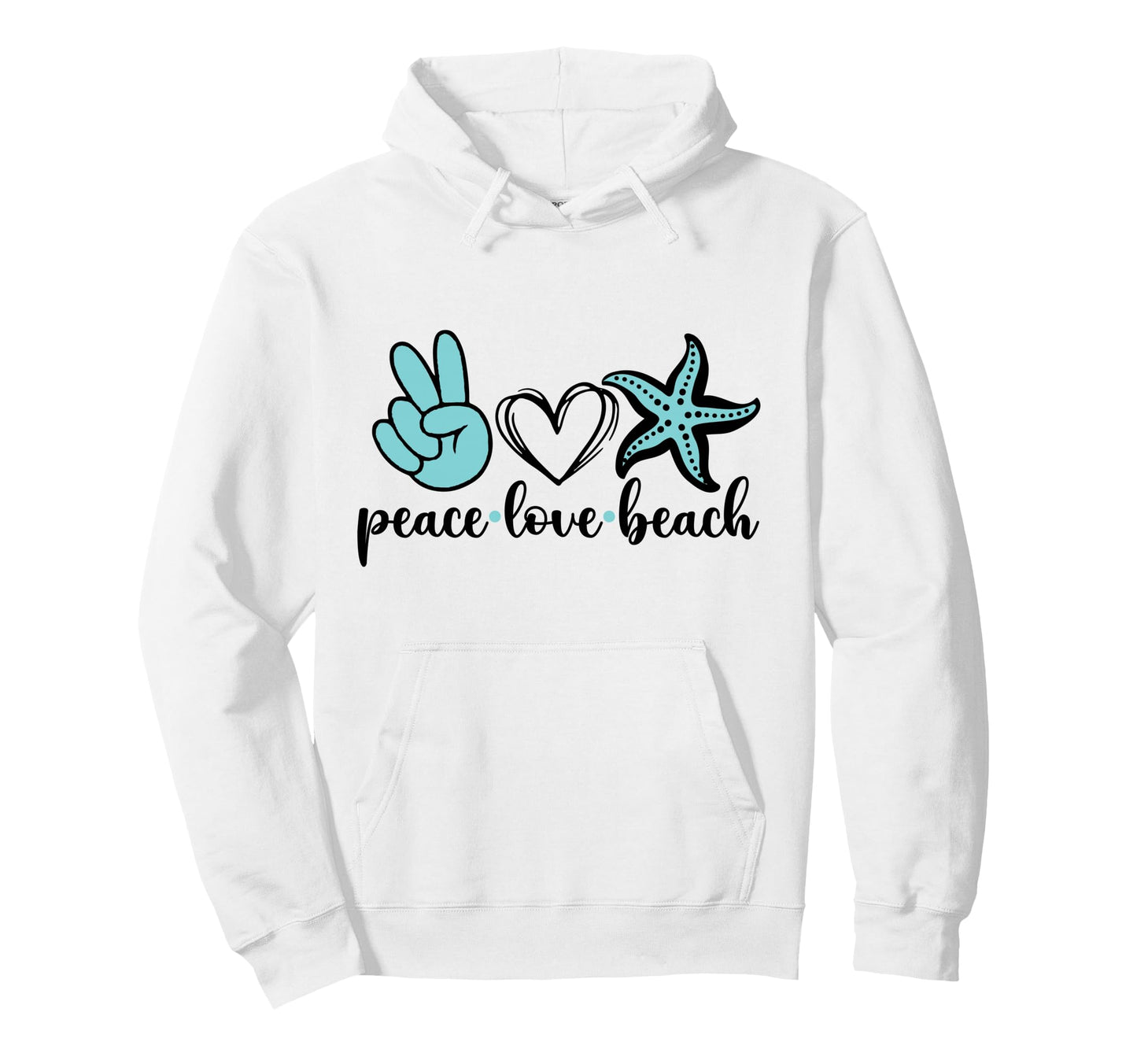 Peace Love Beach Hoodie - Trendy Graphic Men Women - T-Shirt, Sweatshirt, Hoodie
