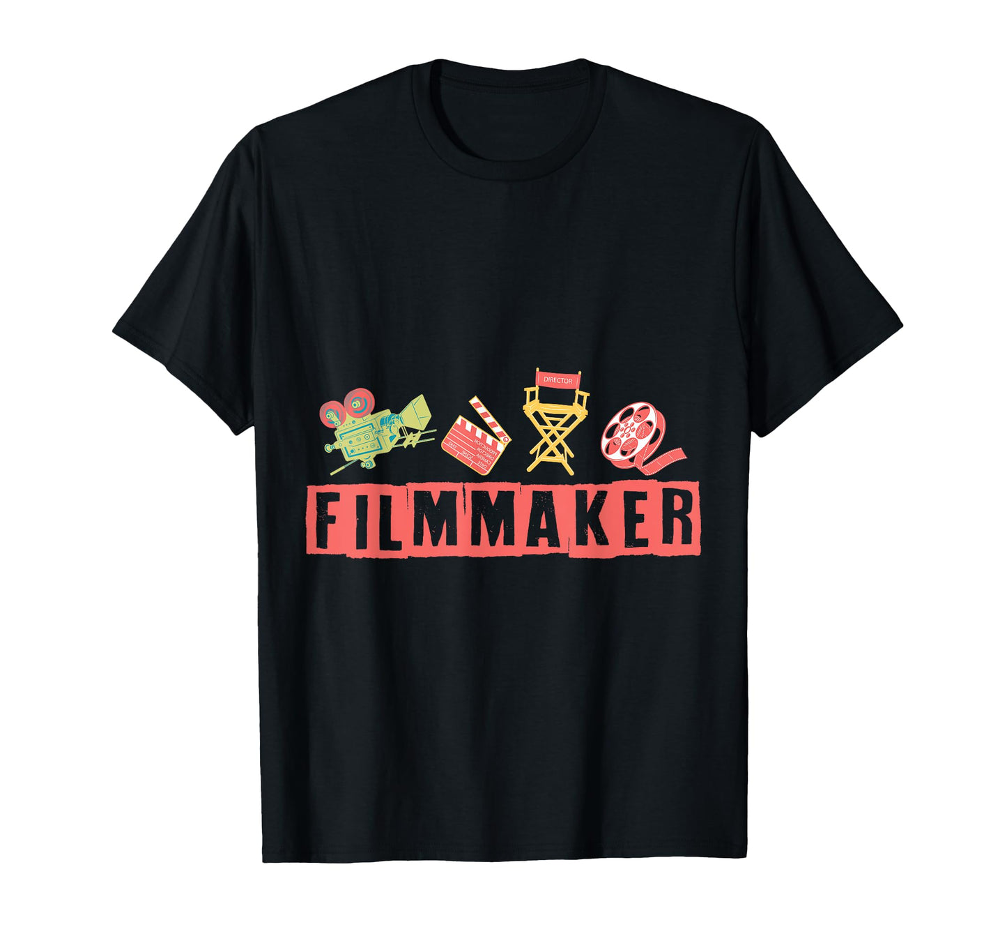 Filmmaker Camera Clapperboard Chair T-Shirt - Custom Art Print Men Women - T-Shirt, Sweatshirt, Hoodie