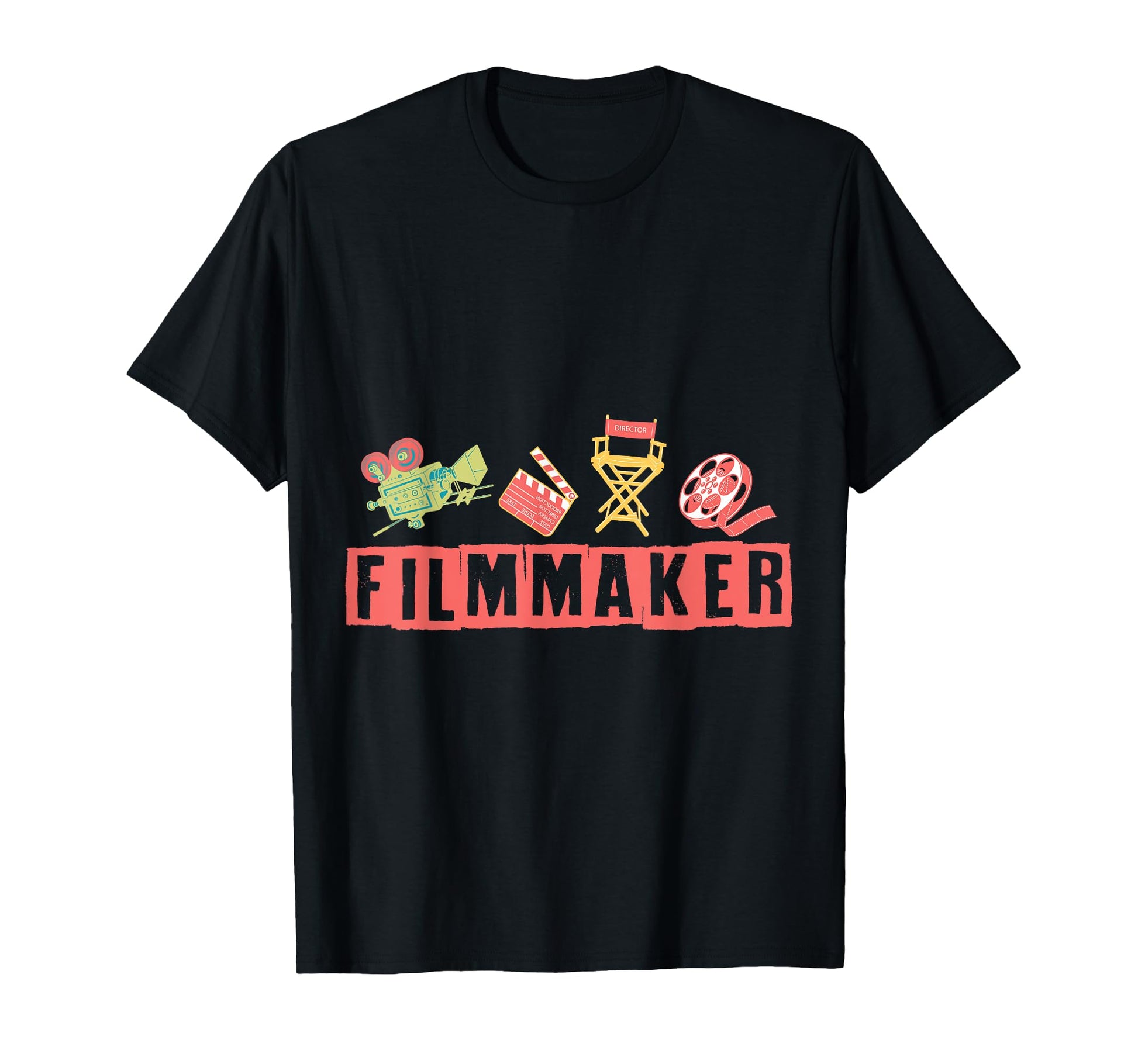 Filmmaker Camera Clapperboard Chair T-Shirt - Custom Art Print Men Women - T-Shirt, Sweatshirt, Hoodie